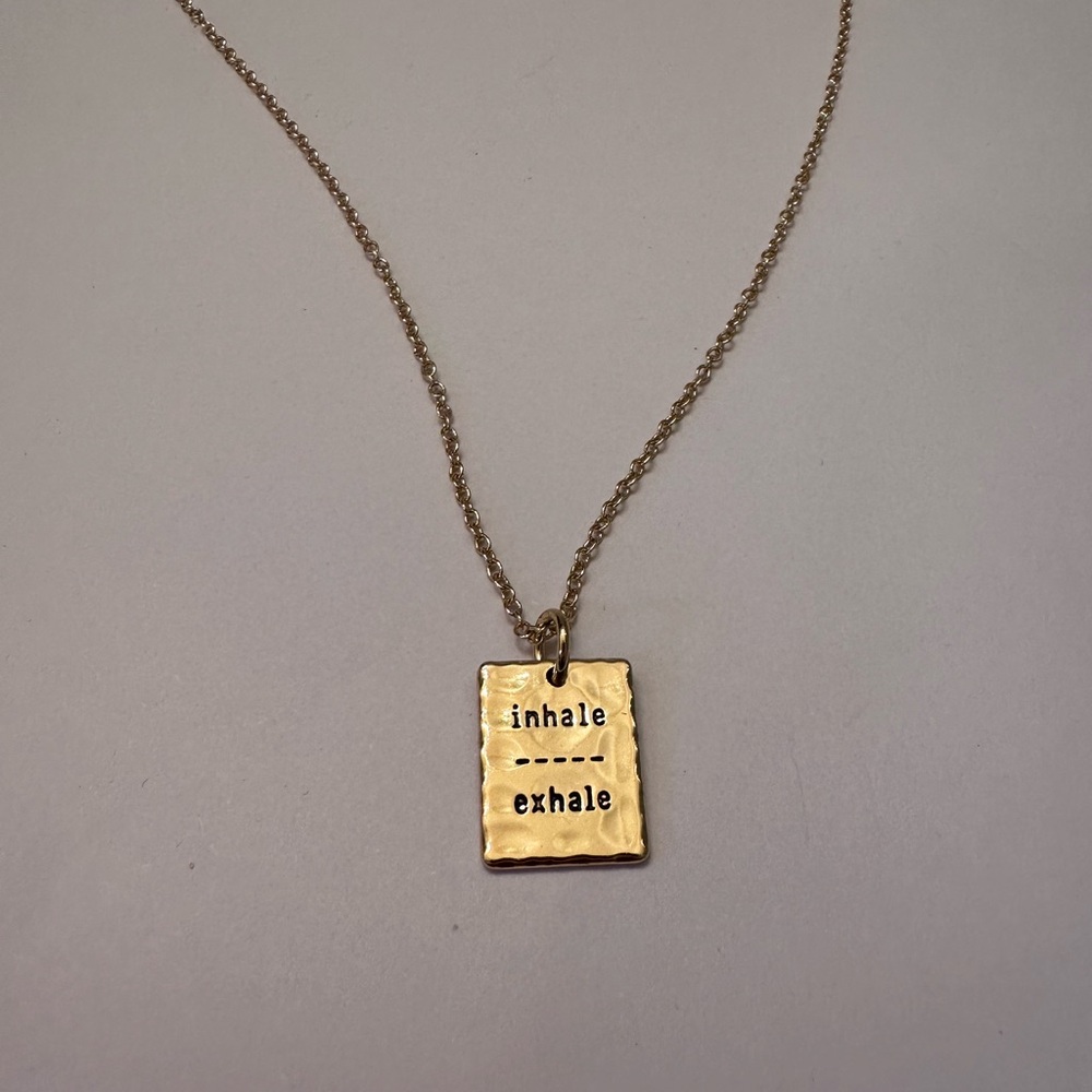 Gold 'Inhale Exhale' Pendant Necklace